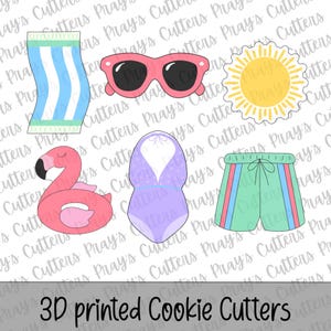 Juego de cortadores de galletas para fiesta en la piscina / Galletas de verano / Impresión 3D