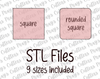 Square & Rounded Square Cookie Cutter STL Files | 9 Sizes | Instant Download