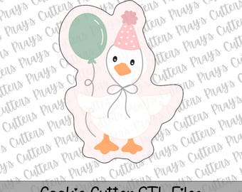 Silly Goose with Balloon Cookie Cutter STL | 5 Sizes | 3D Print File Instant Download