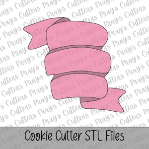 Triple Stacked Ribbon Banner Cookie Cutter STL | 3D File Instant Download