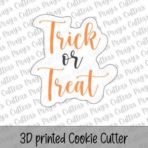 Cortador de galletas con diseño de "Truco o trato" en letra cursiva / Halloween / Impresión 3D