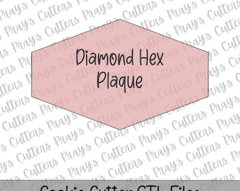 Diamond Hex Plaque Cookie Cutter STL | 3D Print File Instant Download