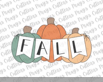 Fall Pumpkin Banner Cookie Cutter: Autumn Thanksgiving Baking | 3D Printed