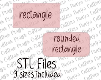 Rectangle Cookie Cutter STL Files: 9 Sizes (Digital Download)