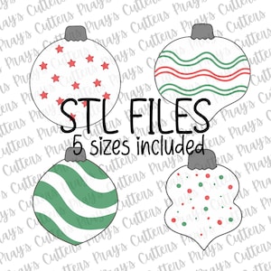 Paquete de archivos STL para cortadores de galletas con forma de adorno navideño / 4 formas de adornos / Descarga digital / Archivos para impresora 3D