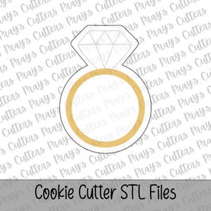 Diamond Ring Cookie Cutter STL File | Engagement, Wedding (Digital Download)