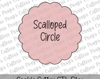 Cortador de galletas circular festoneado STL / 7 tamaños / Archivo de impresión 3D Descarga instantánea