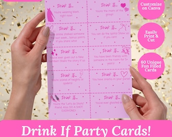 Drink If Bachelorette Party Game | Printable Party Cards | Editable Canva Template | Fun Girls Night Game | Wedding Shower Game