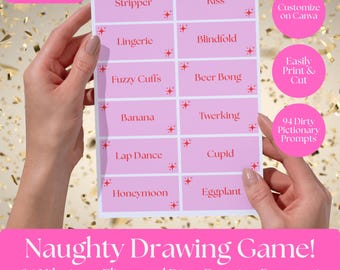 Gioco di disegno per feste sporche - 94 spunti - Simile a Pictionary - Addio al nubilato, serata tra ragazze - Addio al nubilato - Gioco per adulti - Digitale stampabile
