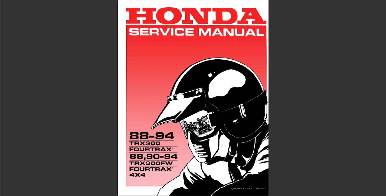 Honda TRX300, TRX300FW FOURTRAX Repair Service Manual PDF 4X4 - Etsy