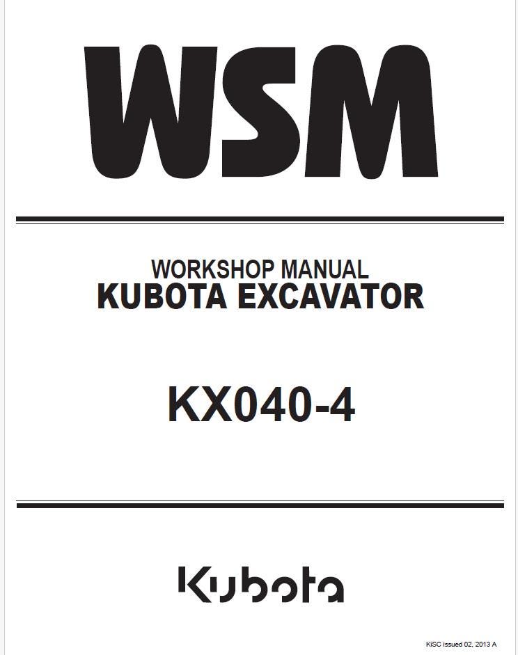 Kubota KX040-4 Excavator Service Manual Instant Access - Etsy
