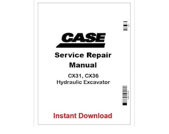 Case CX31, CX36 Excavator Repair Service Manual PDF