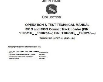 John Deere 331G and 333G Compact Track Loader Operation and Tests Manual TM14062X19