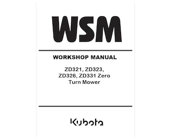 Manuale di riparazione in formato PDF per tosaerba Kubota ZD321, ZD323, ZD326, ZD331 Zero Turn