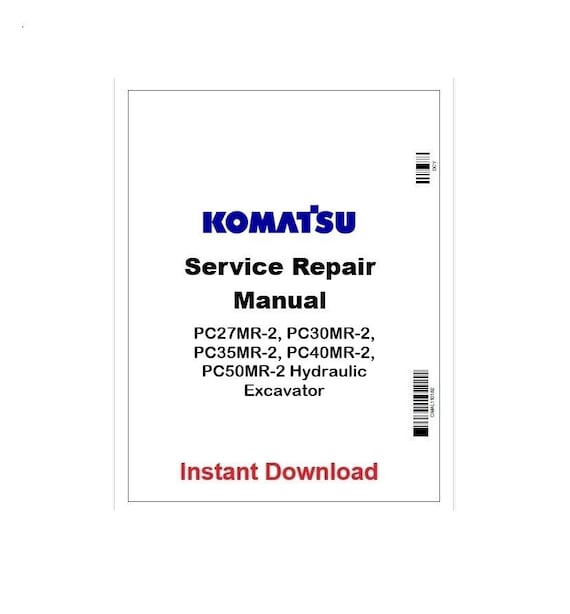 Pdf Komatsu PC27MR-2 to PC50MR-2 Excavator Repair Service Manual