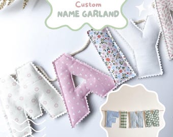 Custom Fabric Name Garland, Handmade Nursery Decor, Baby and Kids Keepsake Banner