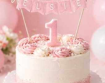 Personalized Felt Bunting Cake Topper, Custom Birthday Decoration