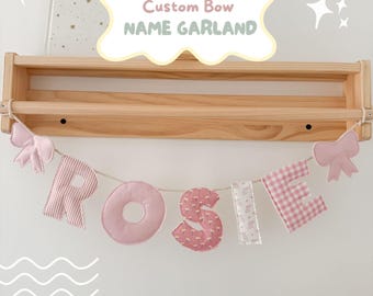 Custom Bow Fabric Name Garland, Handmade Nursery Decor, Personalised Name Banner