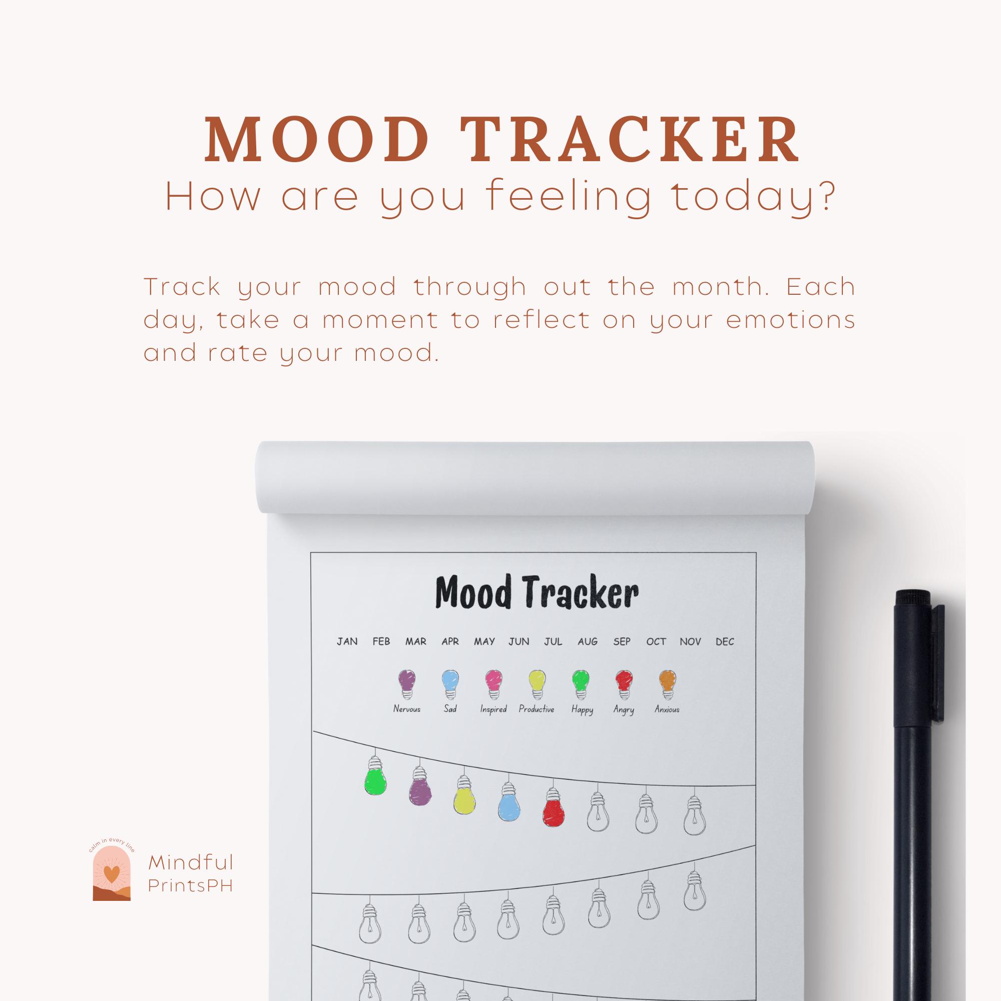 Light Bulb Mood Tracker: Printable Wellness Journal (A5, A4, Letter ...