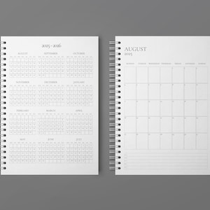 2025-2026 Akademischer Schreibtischkalender - August Start - Montag Start - Vertikal / Hochformat - Minimalistisch - Planer - BNW