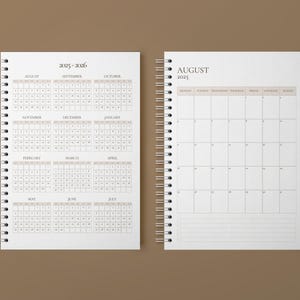 Akademischer Tischkalender 2025-2026: Minimalistischer Vertikal-Planer (Digitaler Download, PDF, Größen A4/A5/A6)