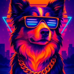Custom Vaporwave Portrait: 80s Retro Synthwave Neon Art of YOU or YOUR PET