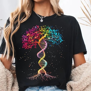 DNA Tree of Life PNG, Rainbow Genetics Biology Art, Cosmic Nature Design (Digital Download)