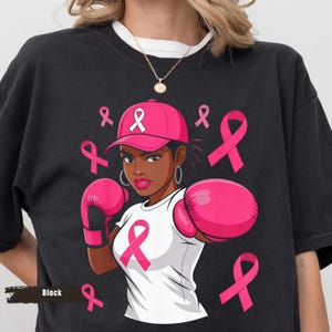 Breast Cancer Awareness PNG: African American Woman Boxing (Digital Download)