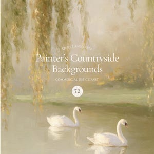 72 Painterly Countryside Backgrounds, Soft Painterly Landscape PNG Bundle,  Botanical Wedding Stationery Backdrop, Quiet Luxury Paper