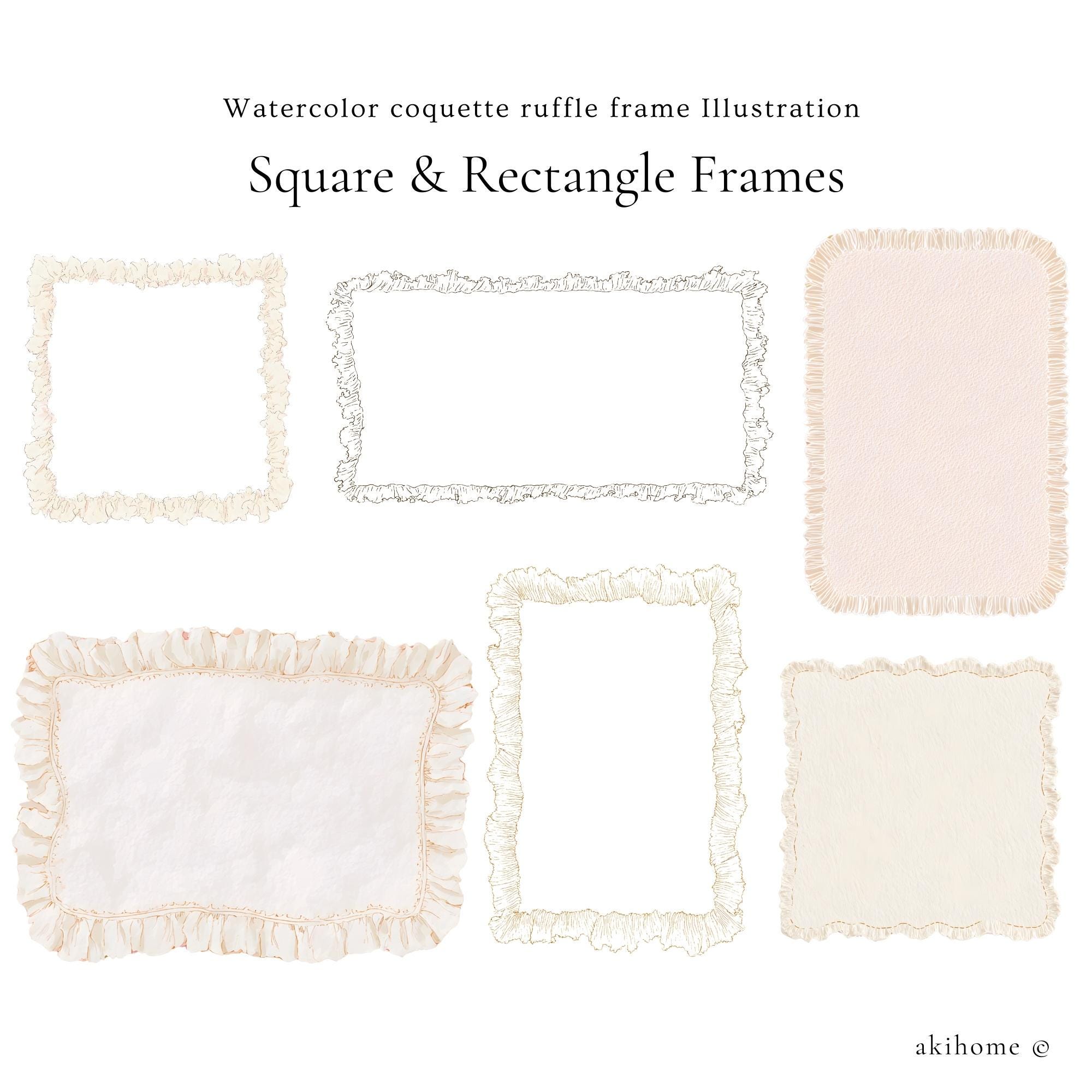 Yellow Ruffle Frame 25 Ruffle Frame Clipart Set | Coquette Frill PNG | Vintage Ruffled ...