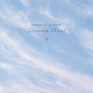 15 fondos de nubes de ensueño PNG / Papel digital de cielo azul suave / Paquete de fondos de pantalla de nubes estéticas / Imágenes prediseñadas de cielo pastel