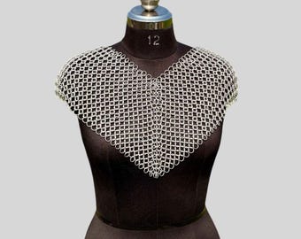 Chainmail Collar, Anodized Aluminum with 10mm Butted Rings for Medieval Cosplay