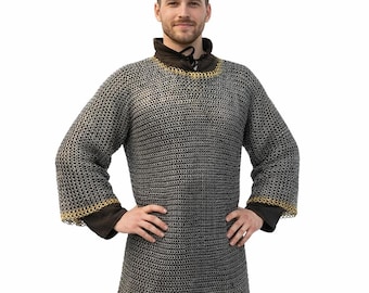 Crusader Armor Haubergeon, 9mm Mild Steel Dome-Riveted Half-Sleeve Chainmail