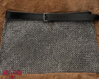 Spódnica kolcza, stal miękka, 9 mm okrągłe pierścienie, spódnica zbroi średniowiecznej, LARP SCA Rekonstrukcja,