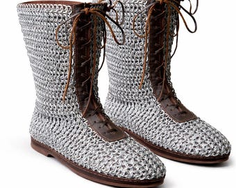 Kolcze buty z aluminiowymi nitami | Obuwie do zbroi średniowiecznej 10 mm, LARP, rekonstrukcja SCA, 87