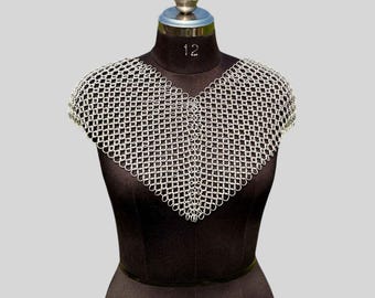 Chainmail Shoulder Armor | Aluminum Collar | Medieval Cosplay Accessory | Gothic Festival Shoulder Piece | Handmade Jewelry,