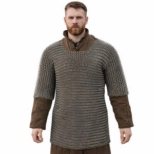 Reenactment Armor Chainmail Shirt, 10mm Aluminum And Rubber Half-Sleeve Haubergeon