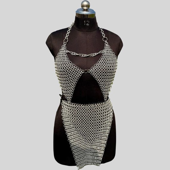 Handmade Aluminum Chainmail Dress Set – Lightweight, Stylish & Festival-Ready