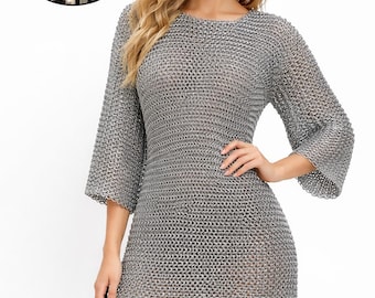 Chainmail Shirt, Medieval Aluminum Half Sleeve – 10mm Flat Ring | Anodized LARP Cosplay Armor,