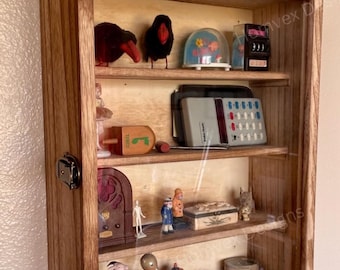 4 Tier Wooden Display Case with Glass Door, Display Shelf, Collection Display Case, Collectibles Display, Collection Showcase