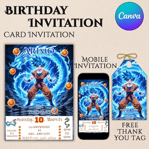 Editable Dragon Ball Z Birthday Invitation | Anime Party Invite | Goku Birthday Invitation | Instant Download | DBZ Birthday Invite