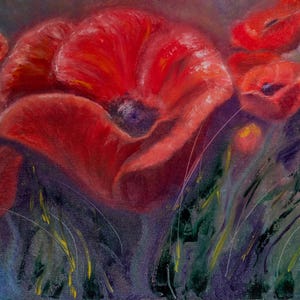 Poppies - Original Oil Painting: Bold Red Poppies - Nature Inspired Art (60x40 cm unframed canvas)