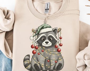 Vintage Raccoon Sweatshirt, Cute Christmas Sweatshirt, Retro Raccoon Hoodie, Christmas Reindeer Sweatshirt, Merry Christmas Sweatshirt