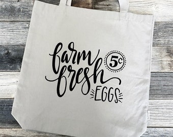 Farm Fresh Eggs 5cents Farmhouse Farmers Market Grey Tote Bag