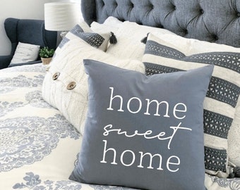 Home Sweet Home Modern Farmhouse Grey & White Pillow Cover | Housewarming | First Home Together | Gifts under 30