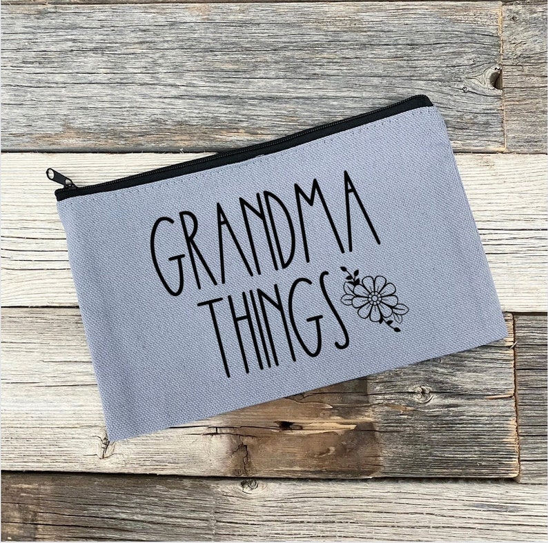 Grandma Things Cosmetic Bag Modern Farmhouse Style Lightweight Canvas Travel Purse Bridal Gift Gifts under 10 image 1