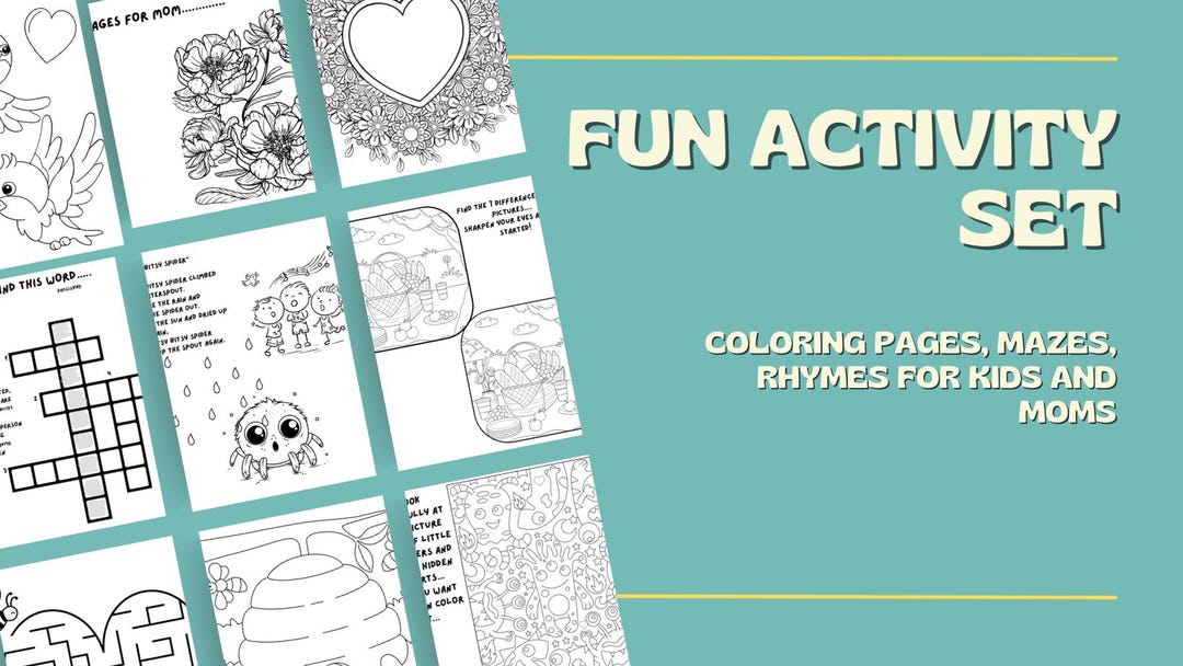 Fun Activity Set-coloring Pages, Mazes &rhymes for Kids and Moms ...