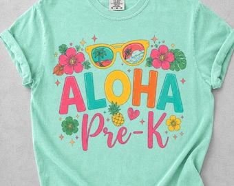 Camiseta Aloha para maestra de preescolar, camiseta tropical para el aula de verano