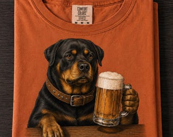 Camiseta con estampado de cerveza Rottweiler, camiseta de pub para amantes de los perros, regalo para papá Rottweiler, ropa rústica de bar.