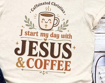 Camiseta de Jesús con temática de café, camiseta cristiana con cafeína, ropa de fe, regalo religioso